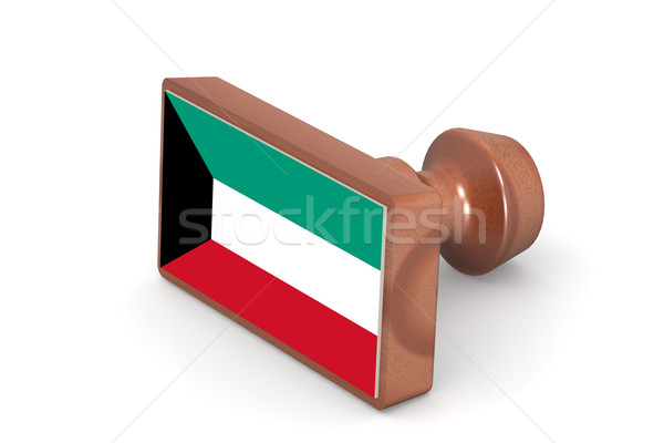 Holz Stempel Kuwait Flagge Bild gerendert Stock foto © tang90246