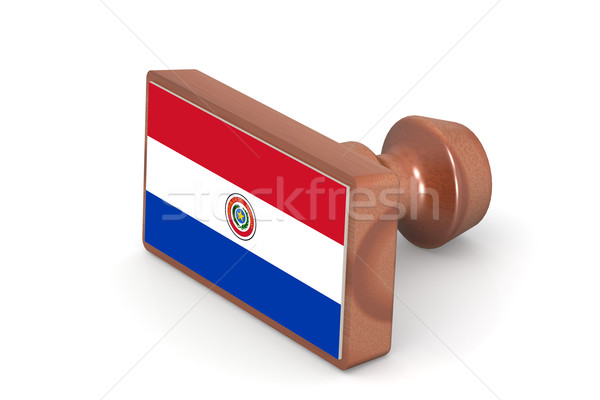 Wooden stamp with Paraguay flag Stock photo © tang90246