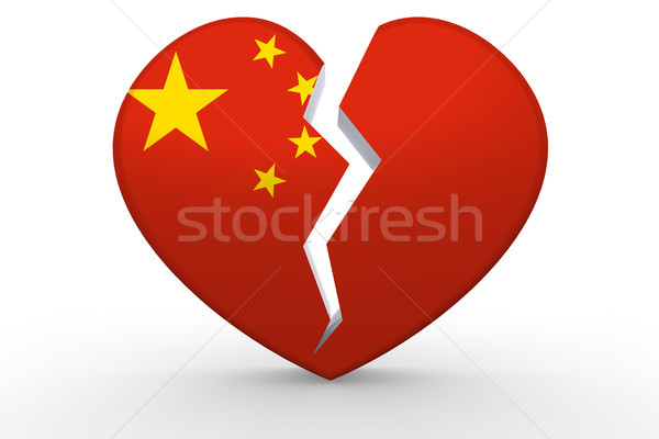 Broken white heart shape with China flag Stock photo © tang90246