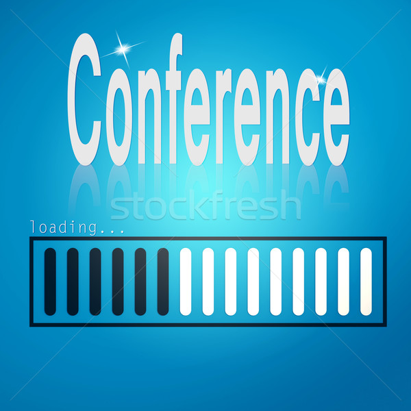 Blue loading bar with conference word  Stock photo © tang90246