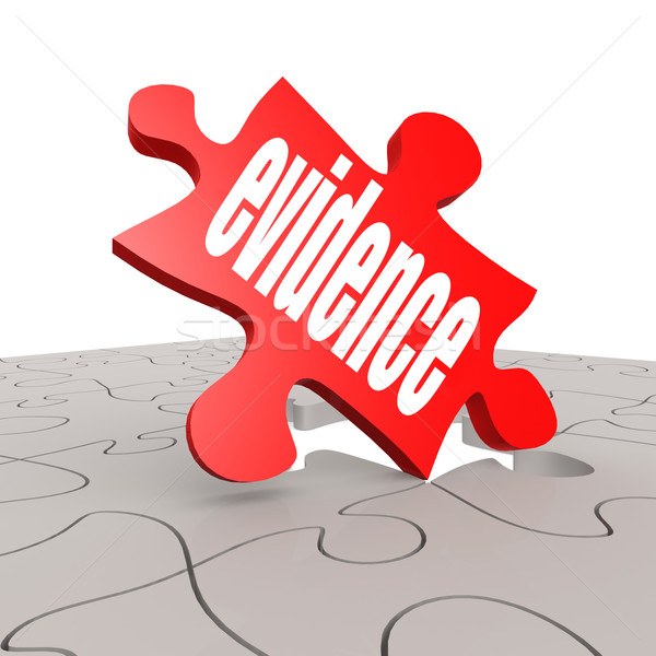 Evidence word with puzzle background Stock photo © tang90246