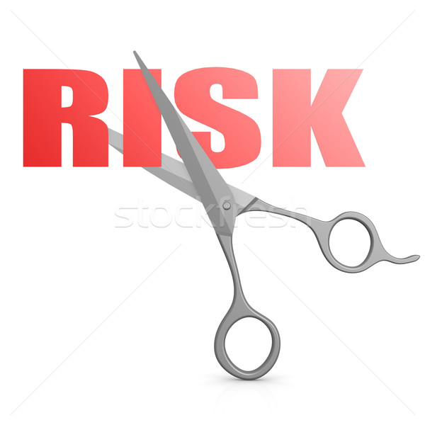 Cut red risk word with scissor Stock photo © tang90246