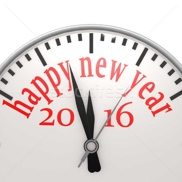 Happy new year 2016 horloge design rouge célébration Photo stock © tang90246