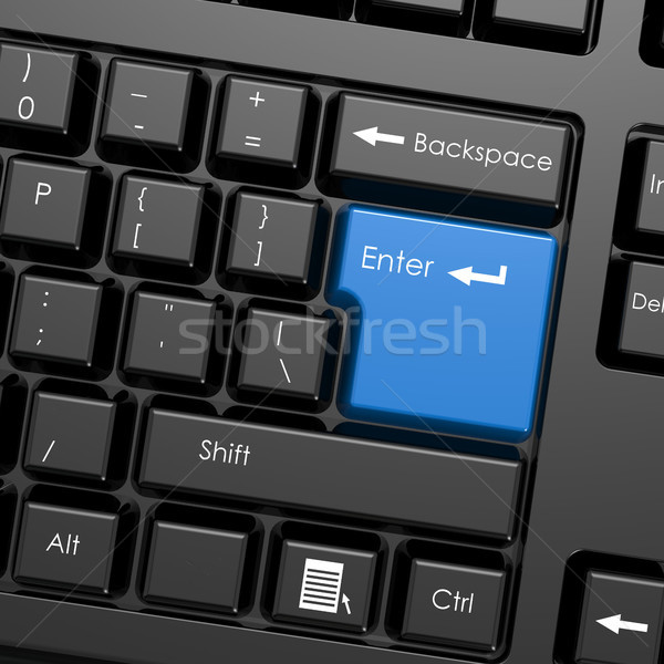 Foto stock: Azul · botão · preto · teclado · imagem