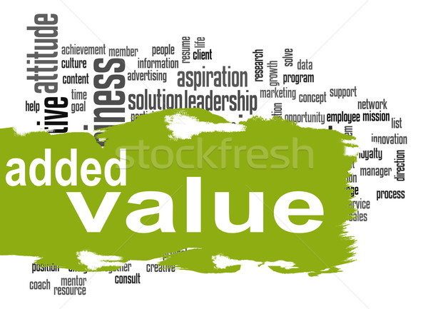 Added Value word cloud with green banner Stock photo © tang90246
