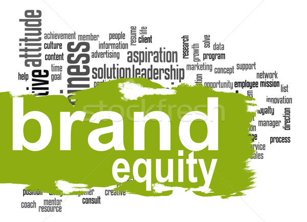 Brand equity word cloud with green banner Stock photo © tang90246