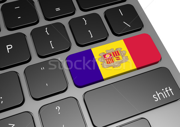 Stockfoto: Andorra · toetsenbord · afbeelding · gerenderd · gebruikt