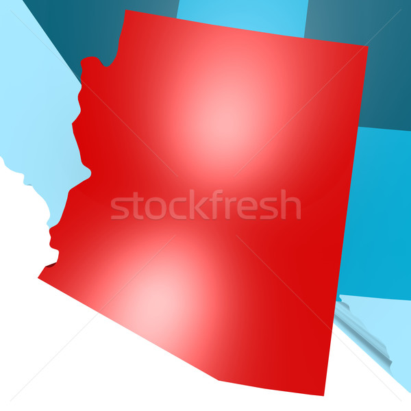 Stock photo: Arizona map on blue USA map