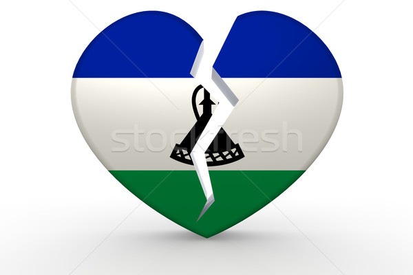 Stock photo: Broken white heart shape with Lesotho flag