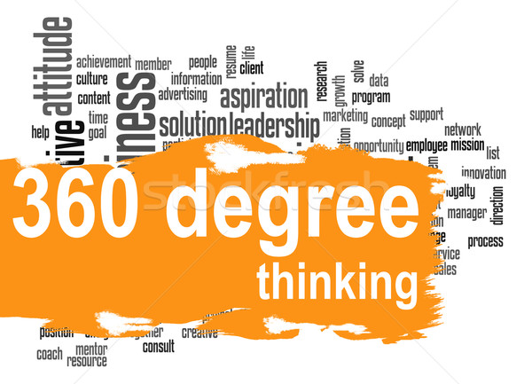 360 Degree Thinking word cloud with orange banner Stock photo © tang90246