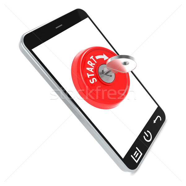 Red start key on smartphone Stock photo © tang90246