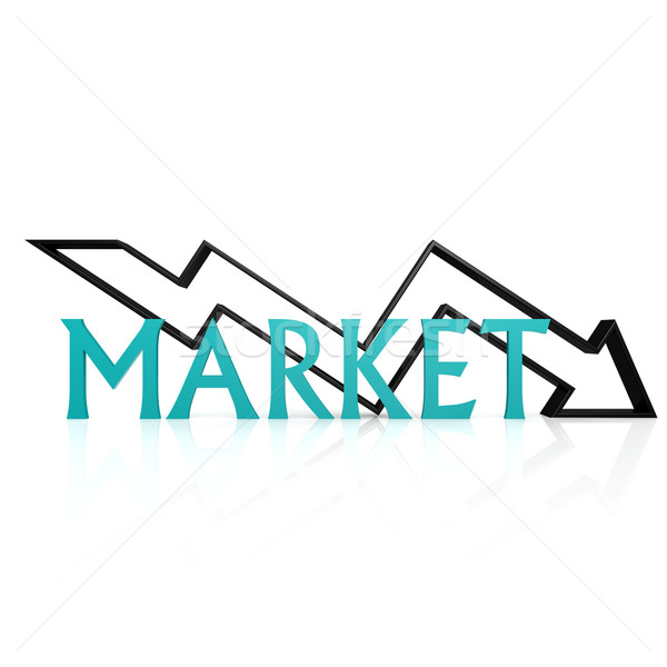 Piaţă jos săgeată semna finanţa financiar Imagine de stoc © tang90246