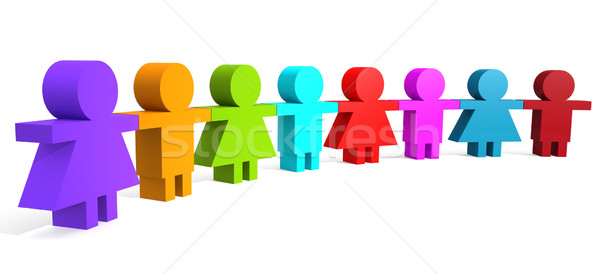 Multi color people in a line Stock photo © tang90246