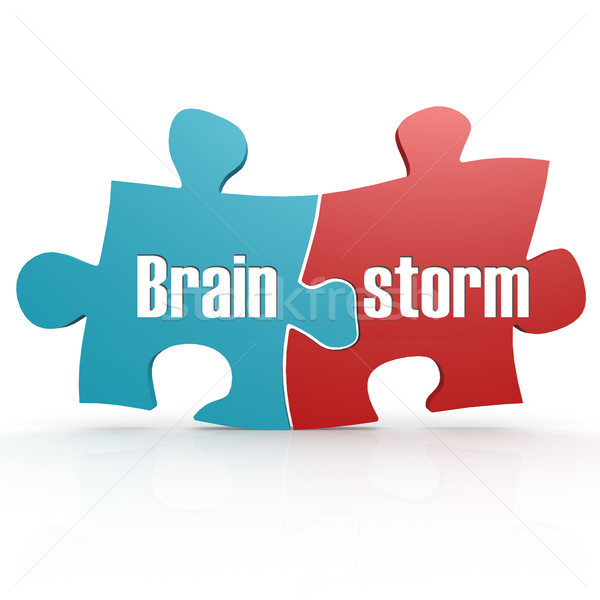 Blue and red with brainstorm puzzle Stock photo © tang90246