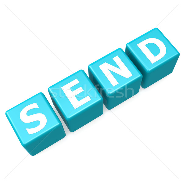 Trimite albastru puzzle semna cutie poştă Imagine de stoc © tang90246
