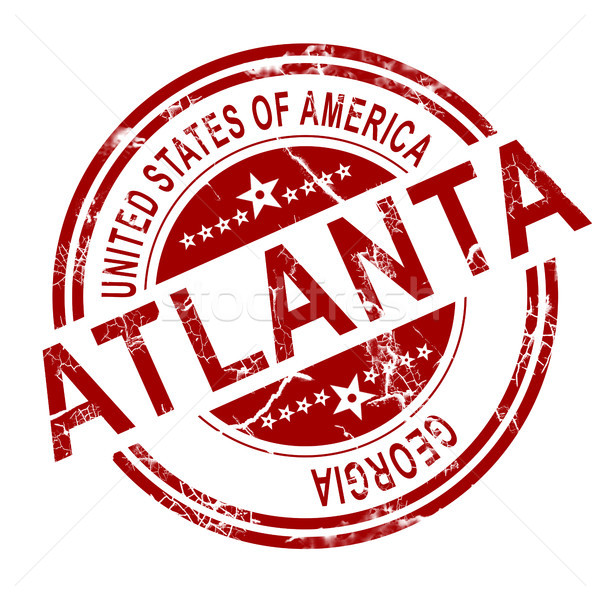 Stock fotó: Atlanta · bélyeg · fehér · piros · 3D · renderelt · kép