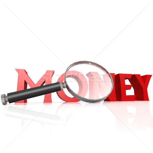 Stock photo: Magnifying glass with red money word