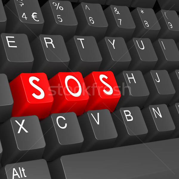 [[stock_photo]]: Sos · clavier · affaires · portable · clé · rouge