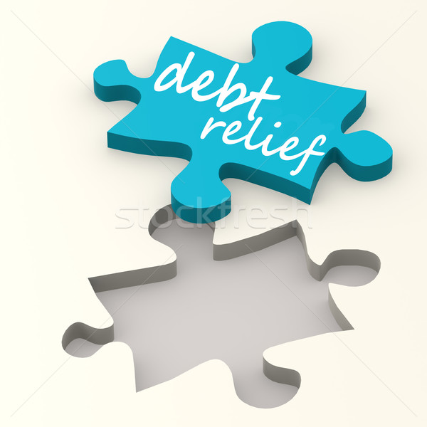 Adósság megkönnyebbülés kék puzzle kép renderelt Stock fotó © tang90246