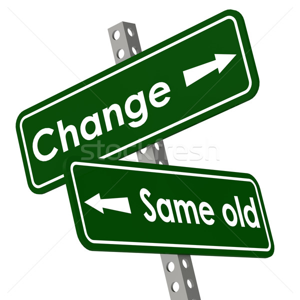 Change and same old road sign in green color Stock photo © tang90246