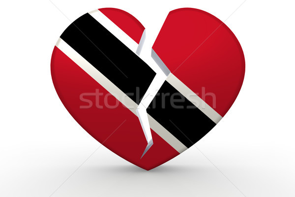 Broken white heart shape with Trinidad and Tobago flag Stock photo © tang90246