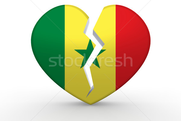 Gebroken witte hartvorm vlag 3D Stockfoto © tang90246