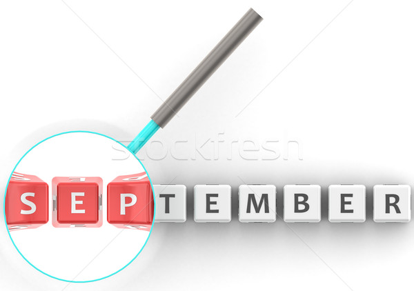 September puzzle with magnifying glass Stock photo © tang90246
