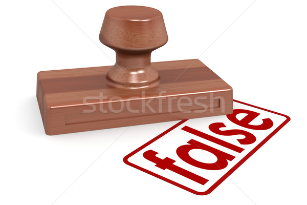 Houten stempel vals Rood tekst afbeelding Stockfoto © tang90246