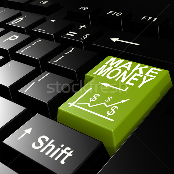 Foto stock: Dinero · palabra · verde · teclado