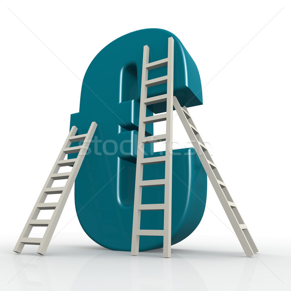 Blue euro sign with ladder Stock photo © tang90246