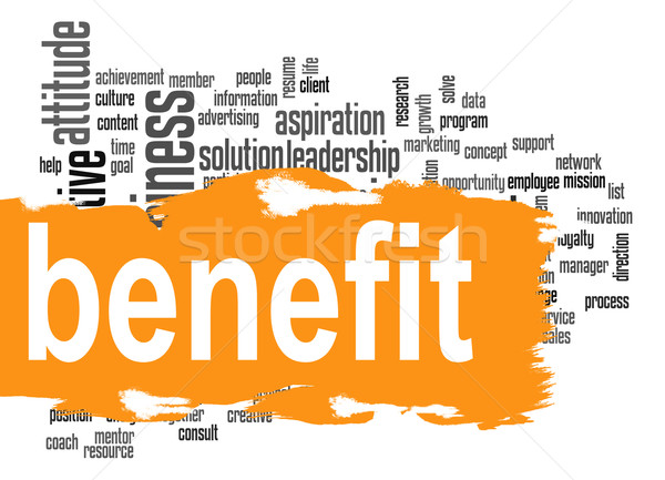 Benefit word cloud with yellow banner Stock photo © tang90246