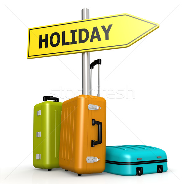 Luggages with holiday road sign Stock photo © tang90246