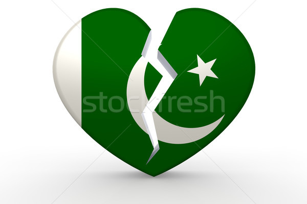 сломанной белый формы сердца флаг 3D Сток-фото © tang90246