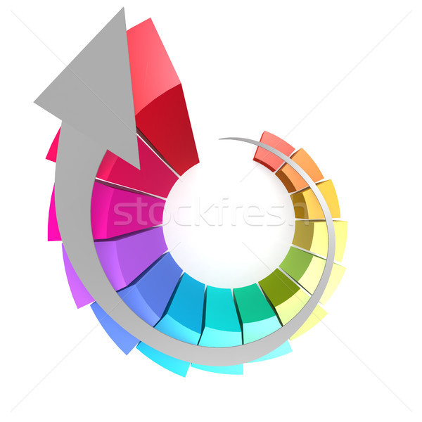 Colorful winding bar chart with white arrow Stock photo © tang90246