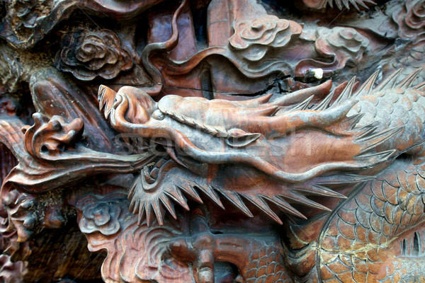 Wooden Carved Dragon Stock photo © tangducminh