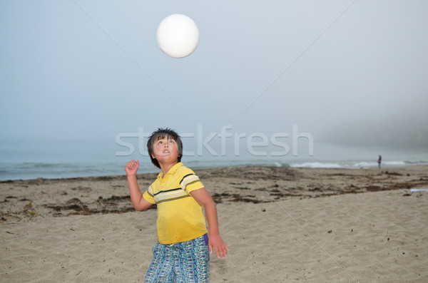 Asya erkek oynama plaj ayakta voleybol Stok fotoğraf © tangducminh
