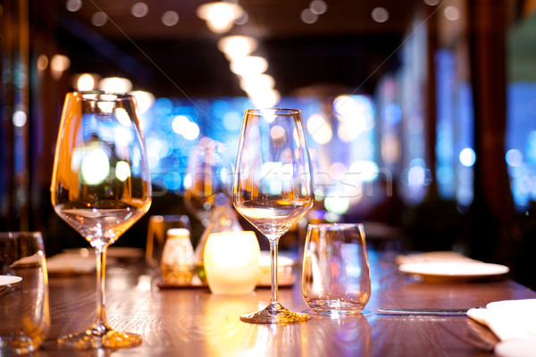 обеденный стол набор вверх ресторан воды вино Сток-фото © tangducminh