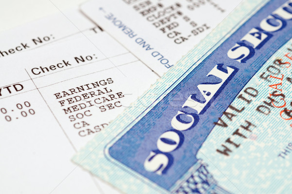 Społecznej karty ubezpieczenia społeczne pracy para tle Zdjęcia stock © tangducminh