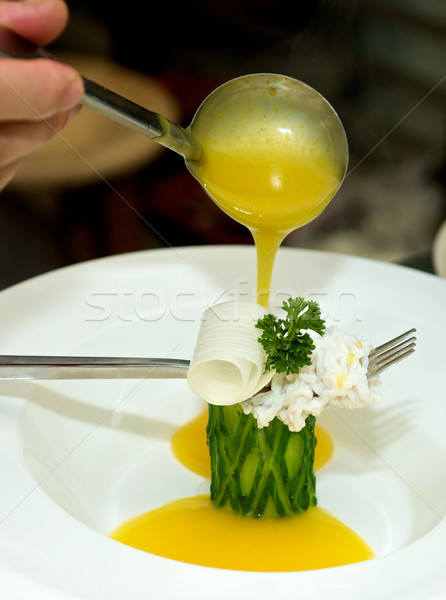 Gurme gıda hazırlık sos çatal kaşık güzel Stok fotoğraf © tangducminh