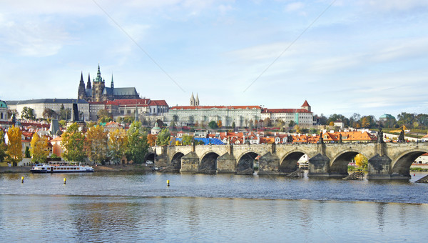 Prag Burg Brücke Tschechische Republik schönen Panorama Stock foto © tannjuska