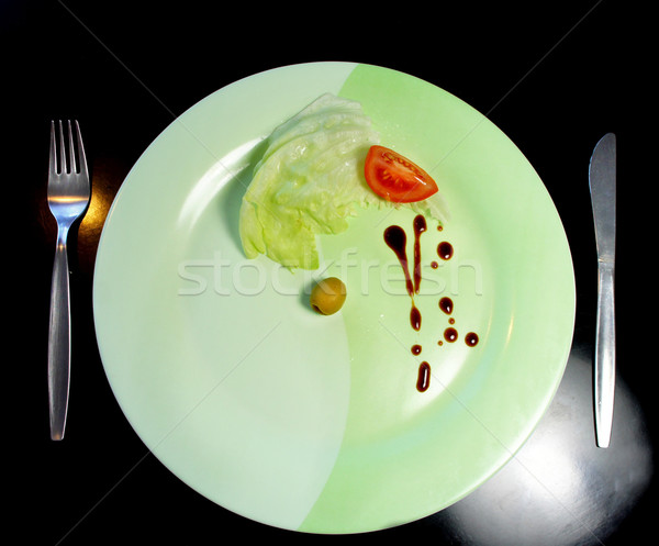 Big plate with a small piece of food Stock photo © tannjuska