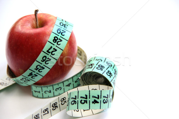 Foto stock: Fruto · medição · fita · branco · maçã · esportes