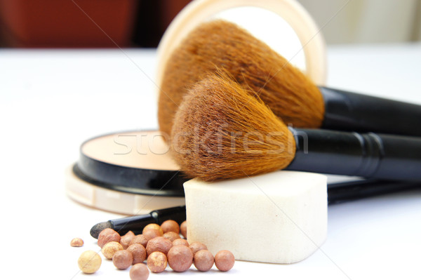 Makeup foundation, powder, bronzer and brushes Stock photo © tannjuska