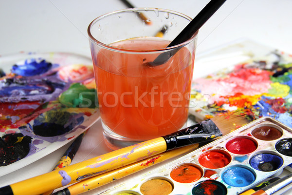 Art palette and watercolors Stock photo © tannjuska