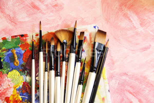 Paintbrushes and art palette Stock photo © tannjuska