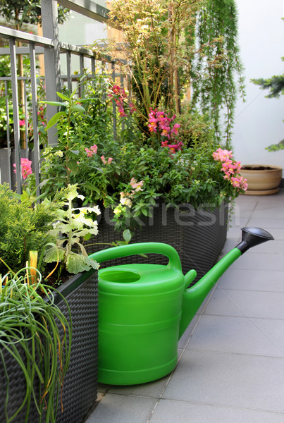 Stock photo: Beautiful terrace with a lot of flowers