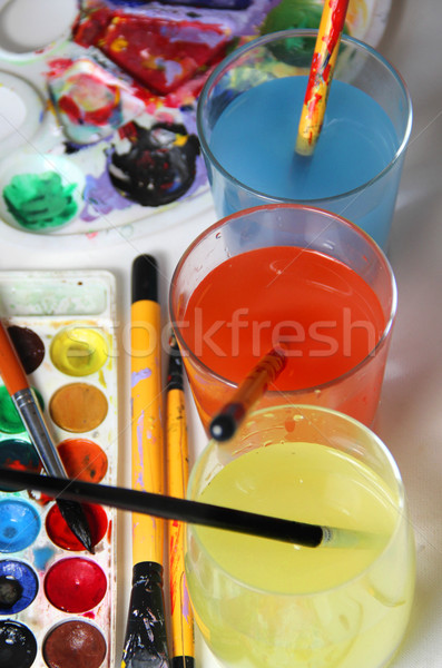 Art palette and watercolors Stock photo © tannjuska