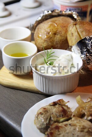 [[stock_photo]]: De · pomme · de · terre · bois · plateau · épices