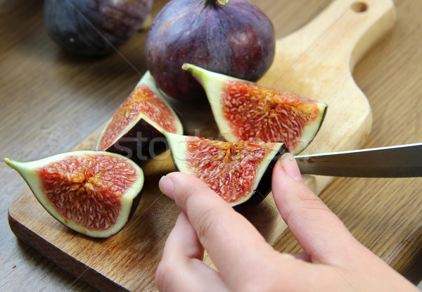 Beautiful ripe fresh pulpy figs on the table Stock photo © tannjuska