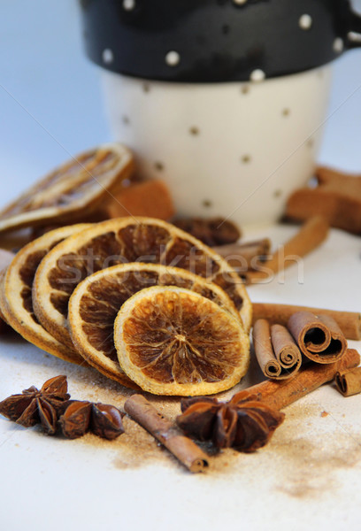 Zaman çay tarçın kuru turuncu Stok fotoğraf © tannjuska